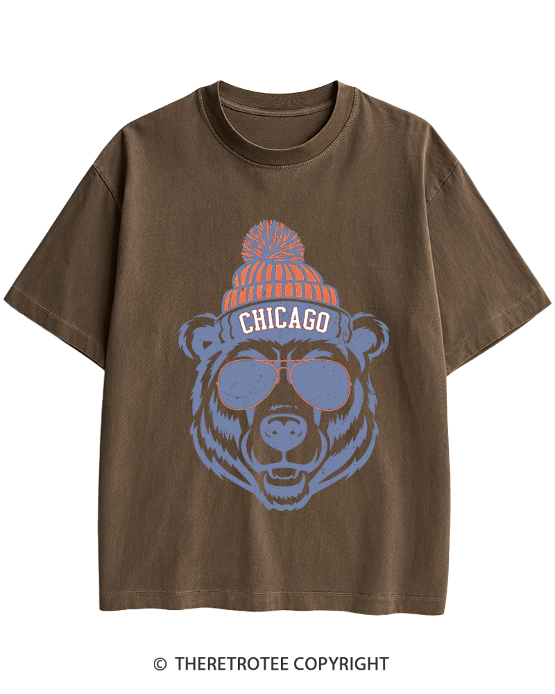 TheRetroTee Trendy Chicago Football Fan Heavy Cotton T-Shirt