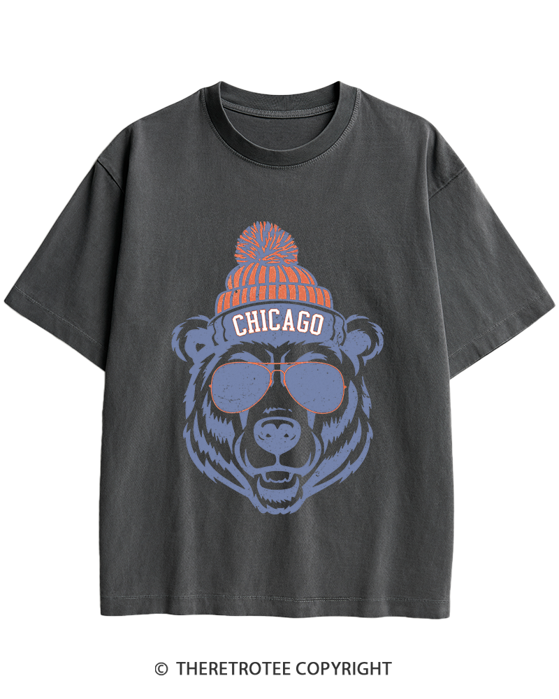 TheRetroTee Trendy Chicago Football Fan Heavy Cotton T-Shirt