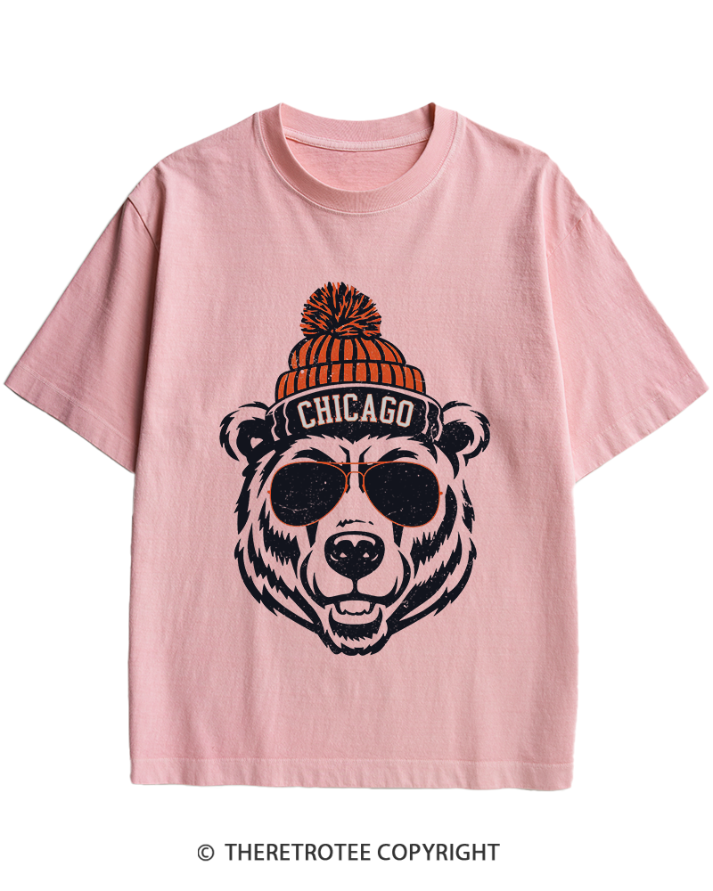 TheRetroTee Trendy Chicago Football Fan Heavy Cotton T-Shirt
