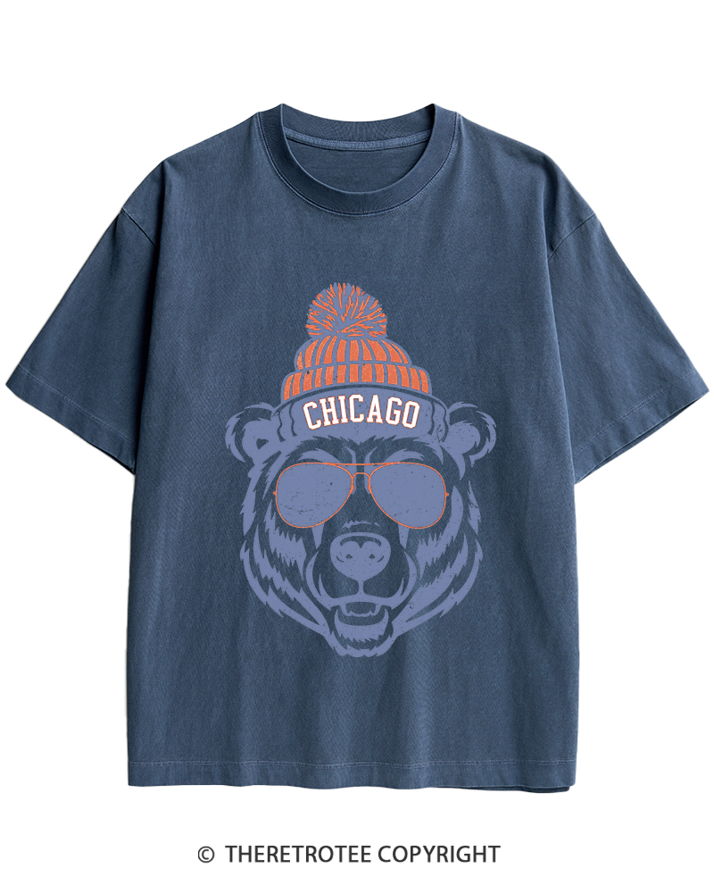 TheRetroTee Trendy Chicago Football Fan Heavy Cotton T-Shirt
