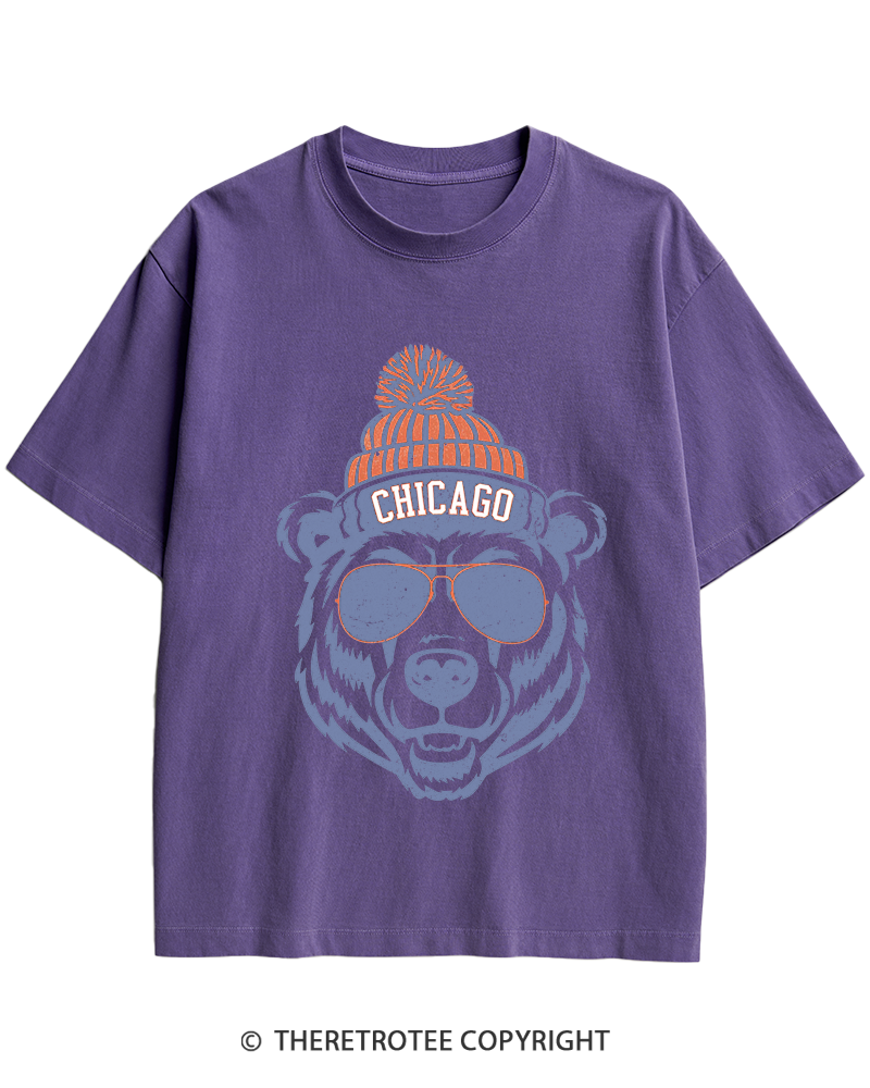 TheRetroTee Trendy Chicago Football Fan Heavy Cotton T-Shirt