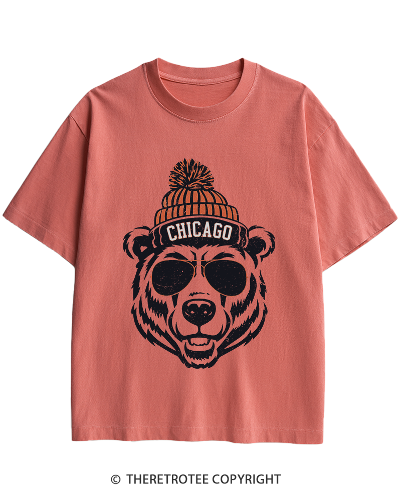 TheRetroTee Trendy Chicago Football Fan Heavy Cotton T-Shirt