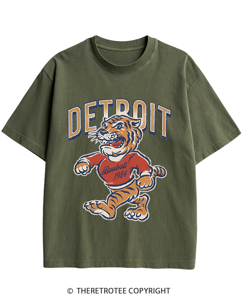 TheRetroTee Vintage Detroit Baseball Heavy Cotton T-Shirt