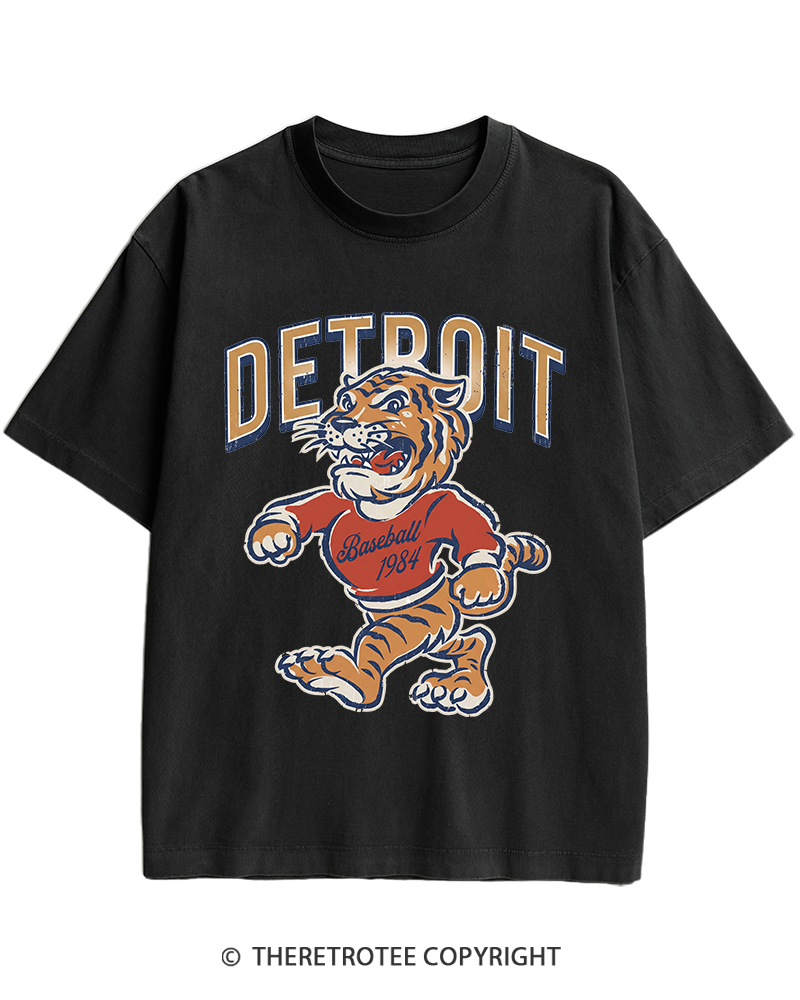 TheRetroTee Vintage Detroit Baseball Heavy Cotton T-Shirt