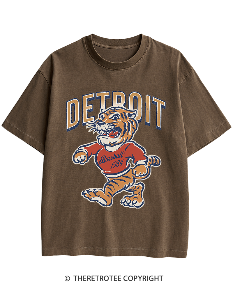 TheRetroTee Vintage Detroit Baseball Heavy Cotton T-Shirt