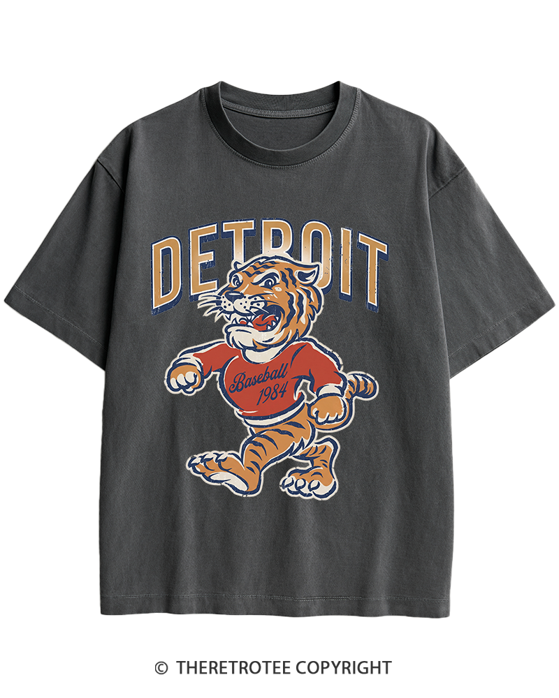 TheRetroTee Vintage Detroit Baseball Heavy Cotton T-Shirt