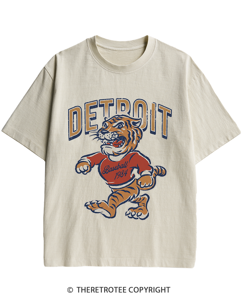 TheRetroTee Vintage Detroit Baseball Heavy Cotton T-Shirt