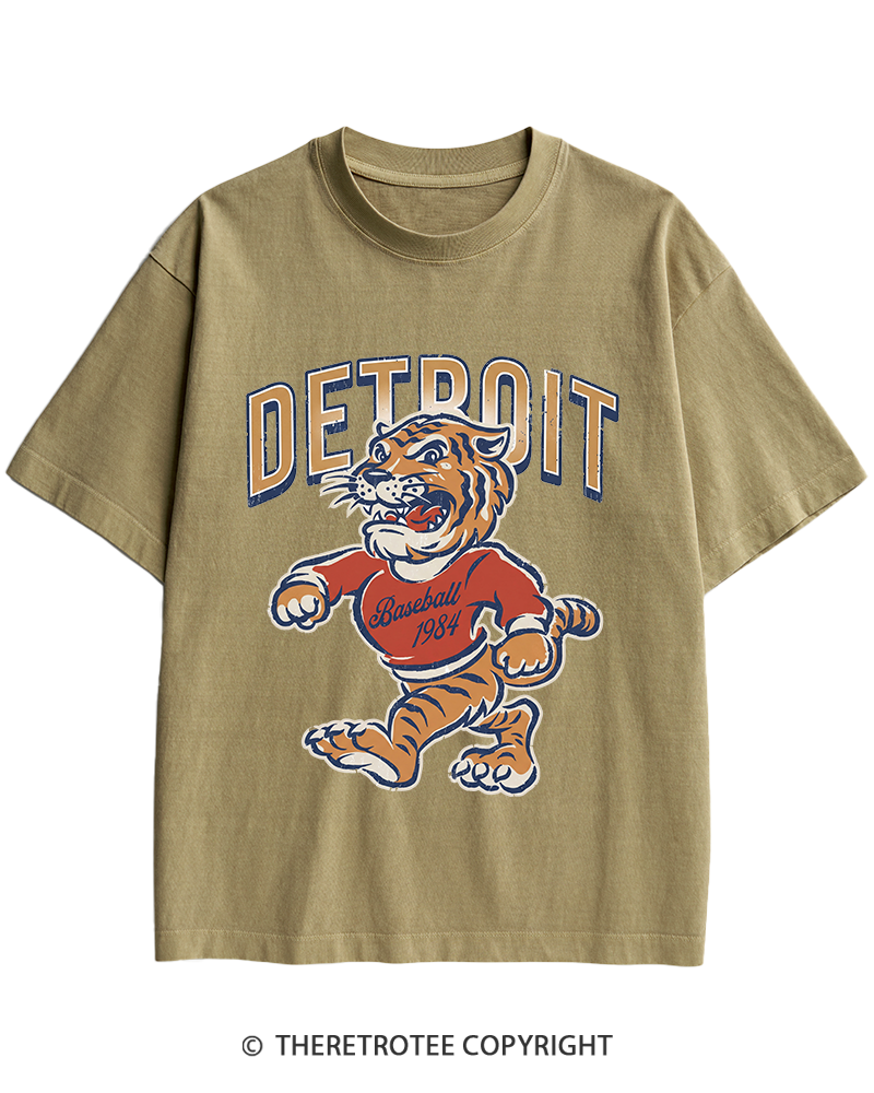 TheRetroTee Vintage Detroit Baseball Heavy Cotton T-Shirt