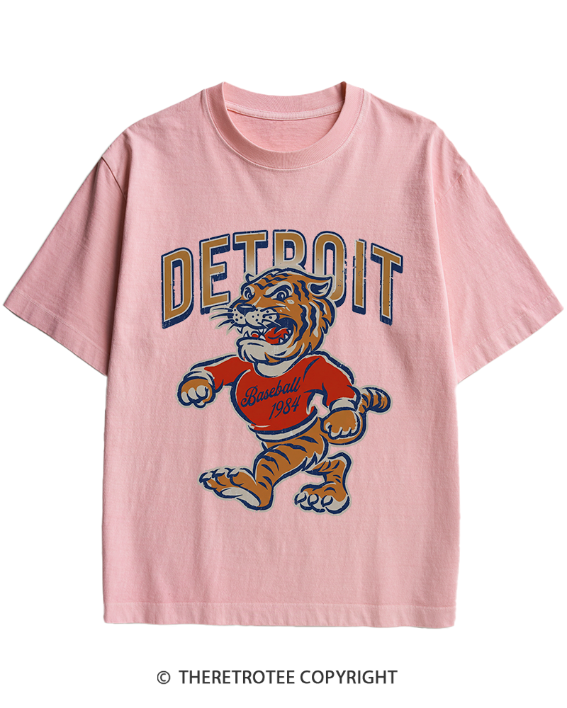 TheRetroTee Vintage Detroit Baseball Heavy Cotton T-Shirt