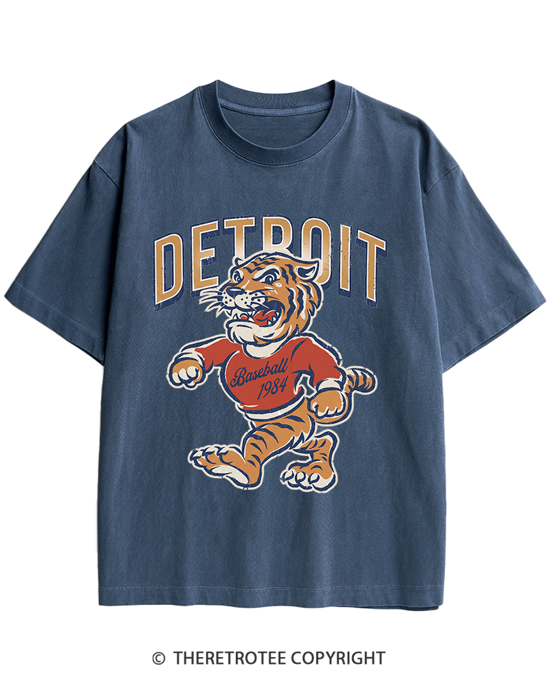 TheRetroTee Vintage Detroit Baseball Heavy Cotton T-Shirt