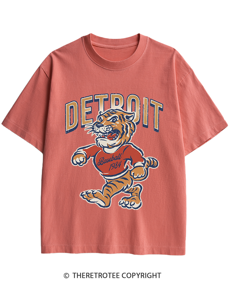 TheRetroTee Vintage Detroit Baseball Heavy Cotton T-Shirt