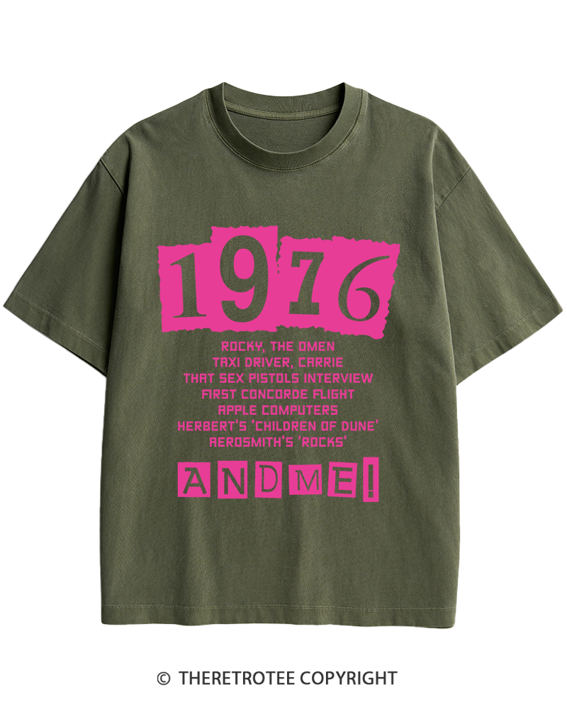 TheRetroTee 1976 Big Events 1970s Heavy Cotton T-Shirt