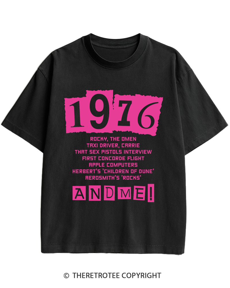 TheRetroTee 1976 Big Events 1970s Heavy Cotton T-Shirt