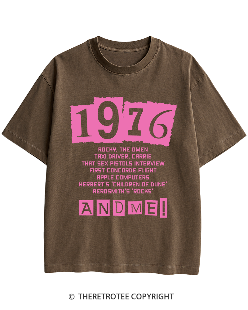 TheRetroTee 1976 Big Events 1970s Heavy Cotton T-Shirt