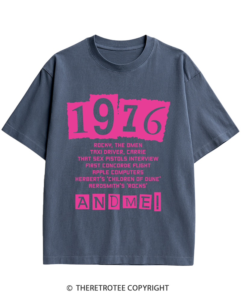 TheRetroTee 1976 Big Events 1970s Heavy Cotton T-Shirt