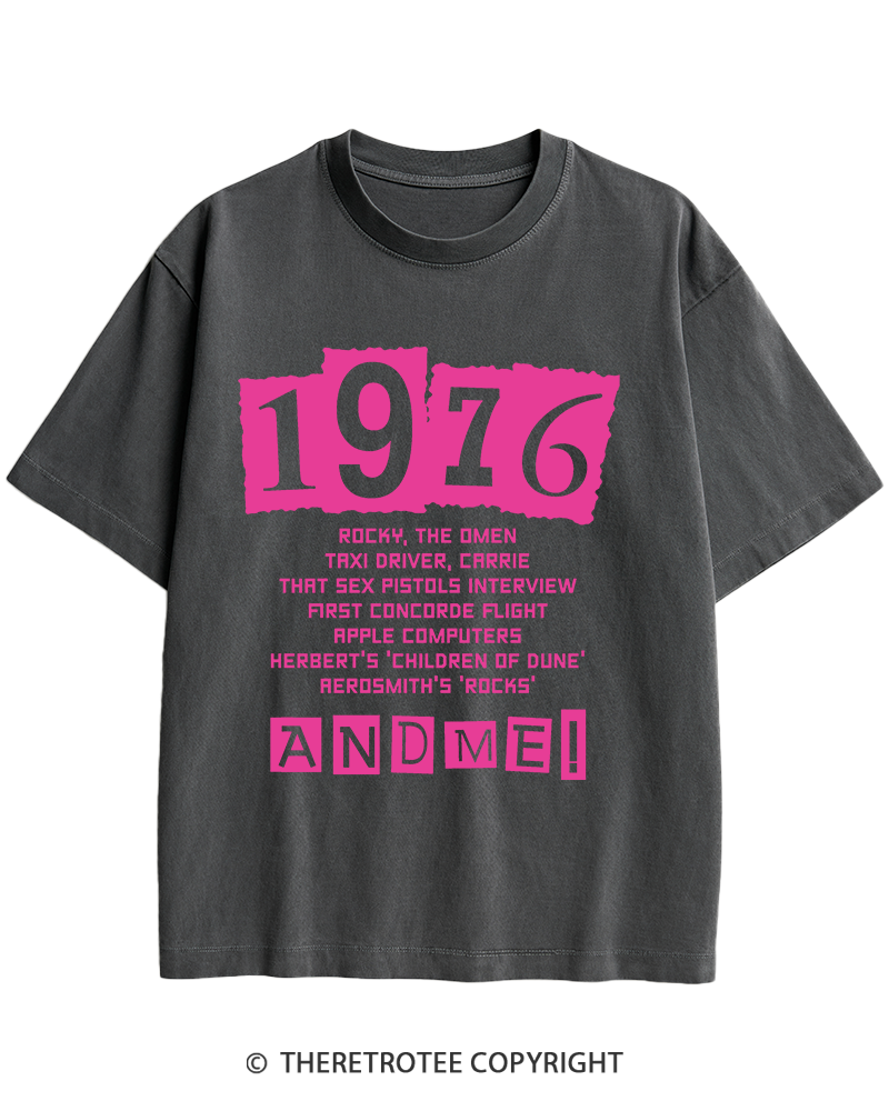 TheRetroTee 1976 Big Events 1970s Heavy Cotton T-Shirt