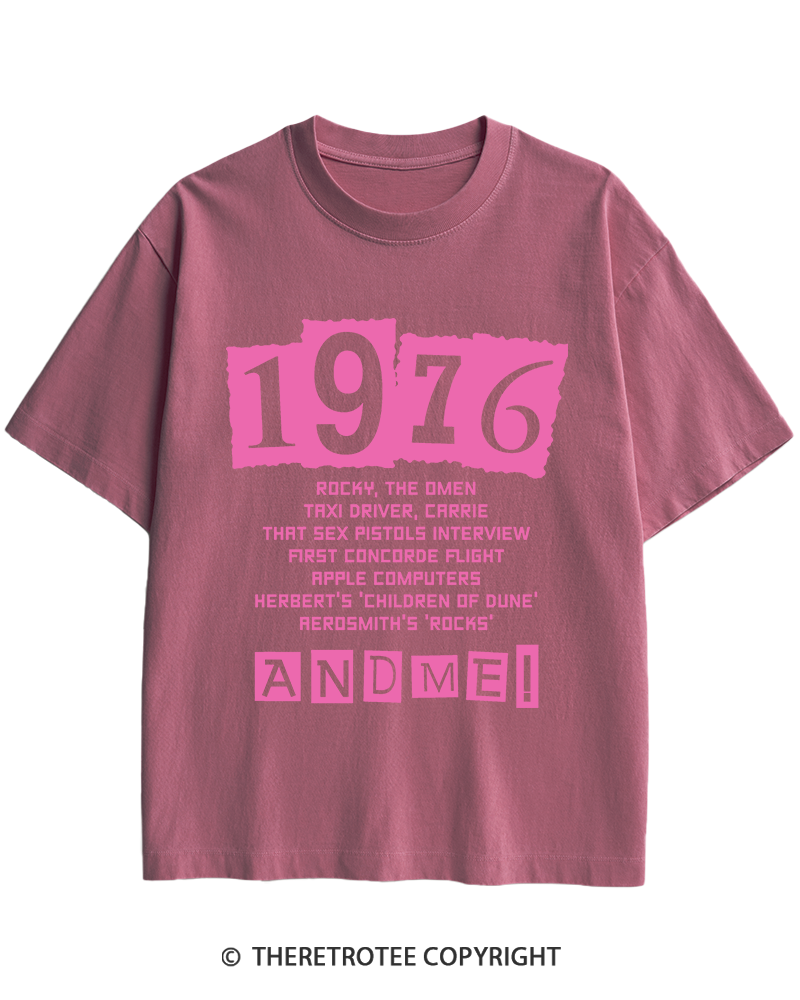 TheRetroTee 1976 Big Events 1970s Heavy Cotton T-Shirt