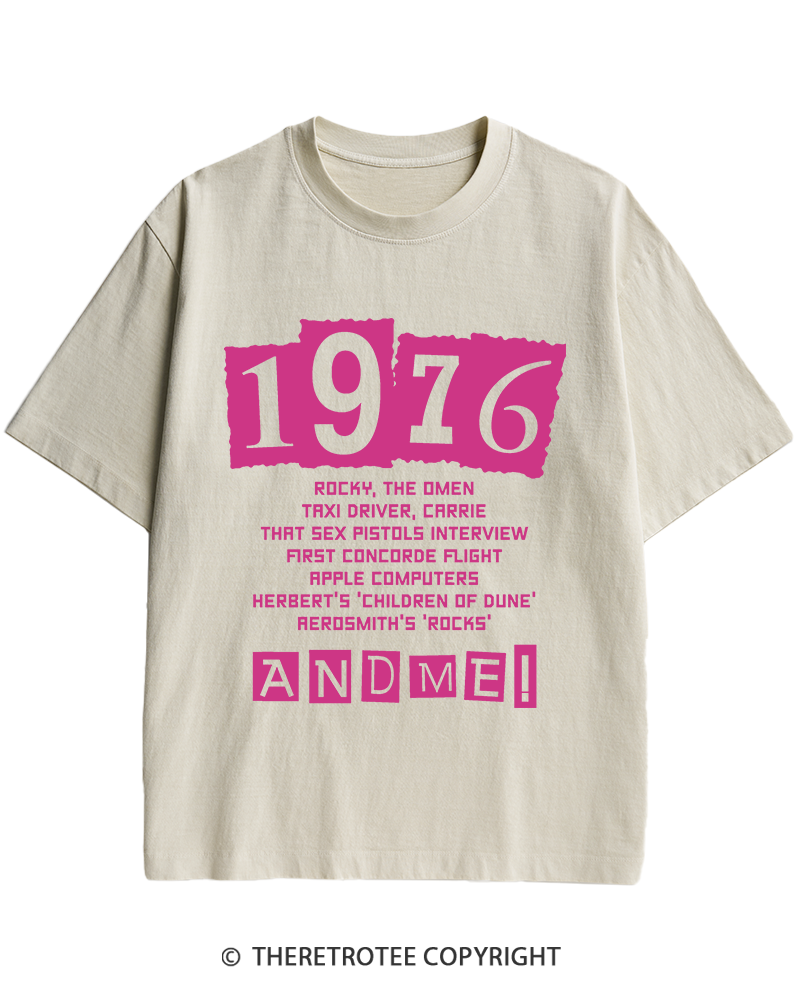 TheRetroTee 1976 Big Events 1970s Heavy Cotton T-Shirt
