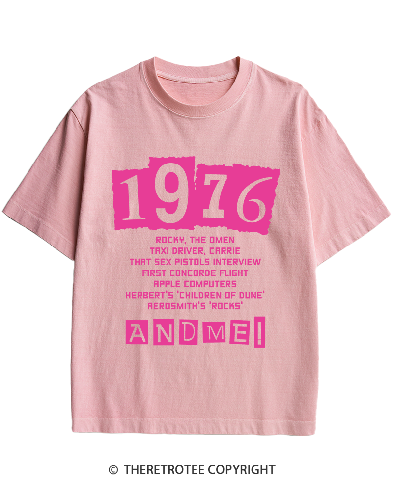 TheRetroTee 1976 Big Events 1970s Heavy Cotton T-Shirt