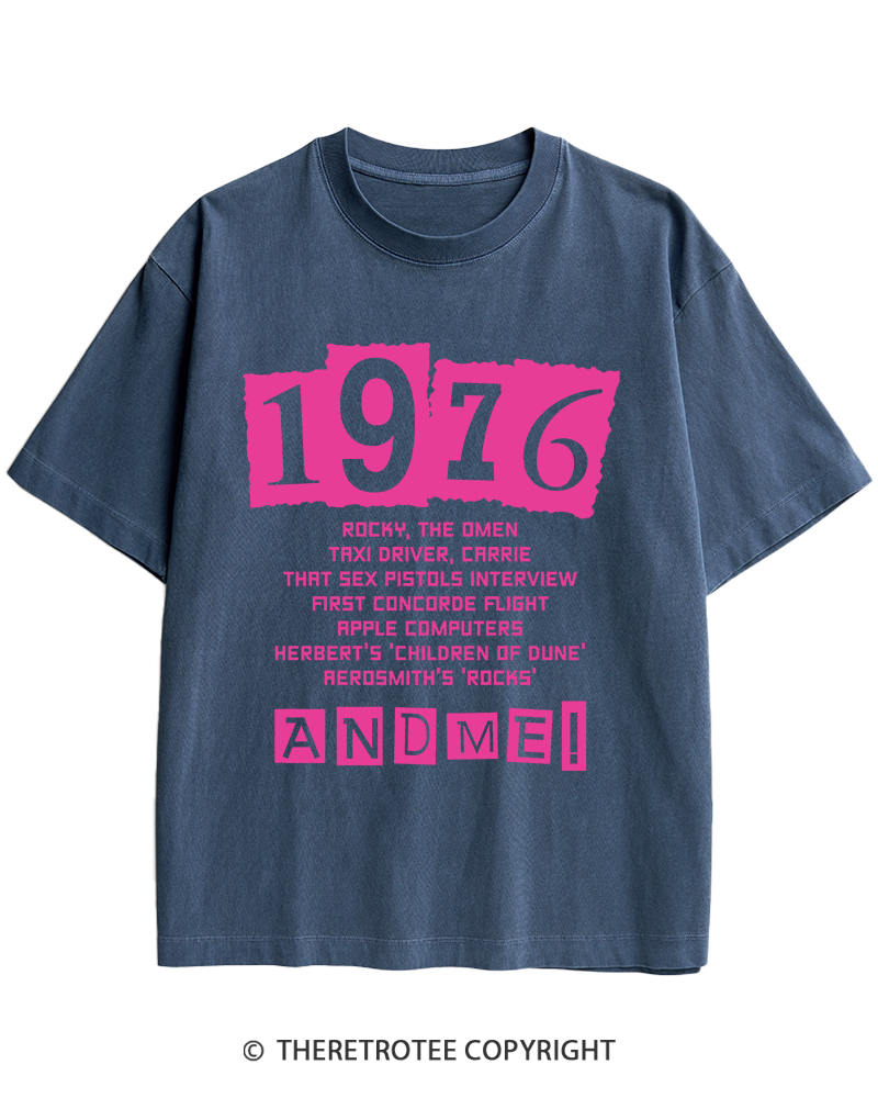TheRetroTee 1976 Big Events 1970s Heavy Cotton T-Shirt