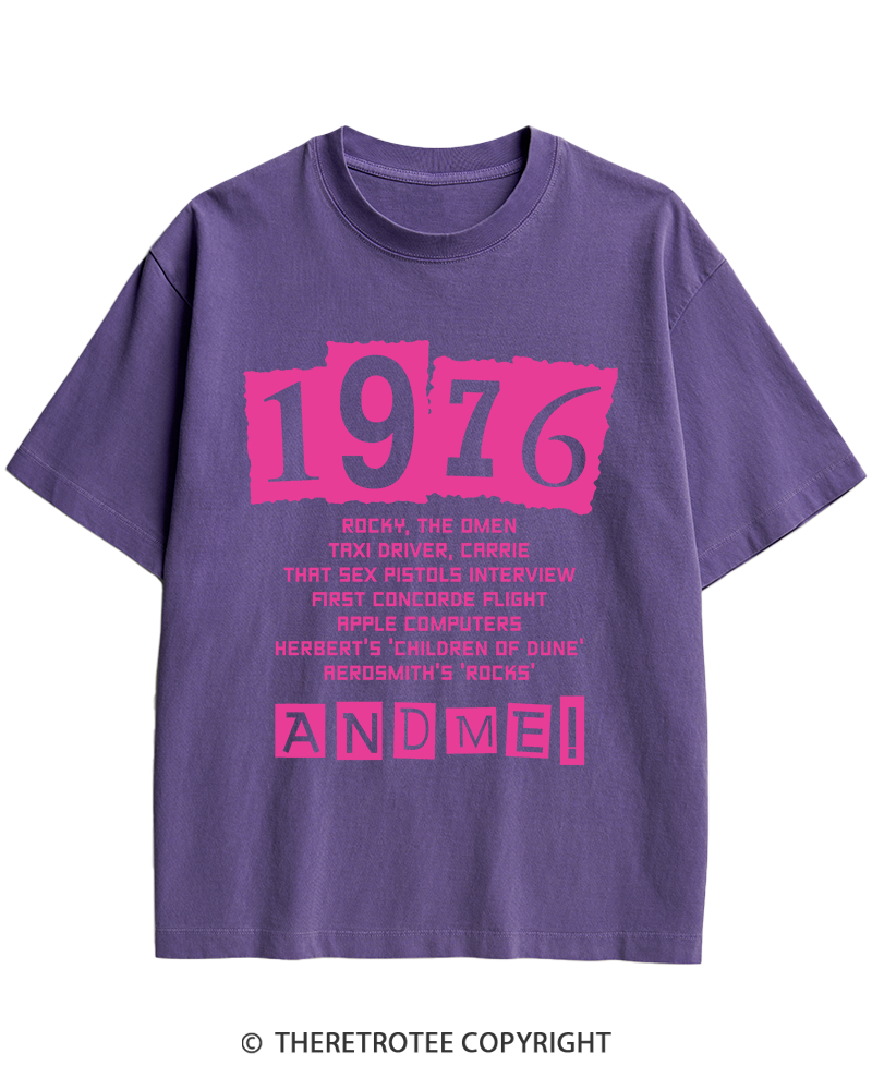 TheRetroTee 1976 Big Events 1970s Heavy Cotton T-Shirt