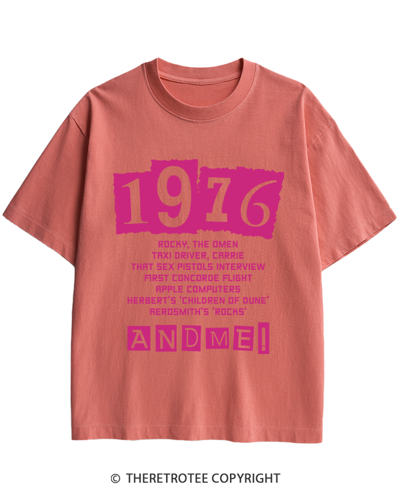 TheRetroTee 1976 Big Events 1970s Heavy Cotton T-Shirt