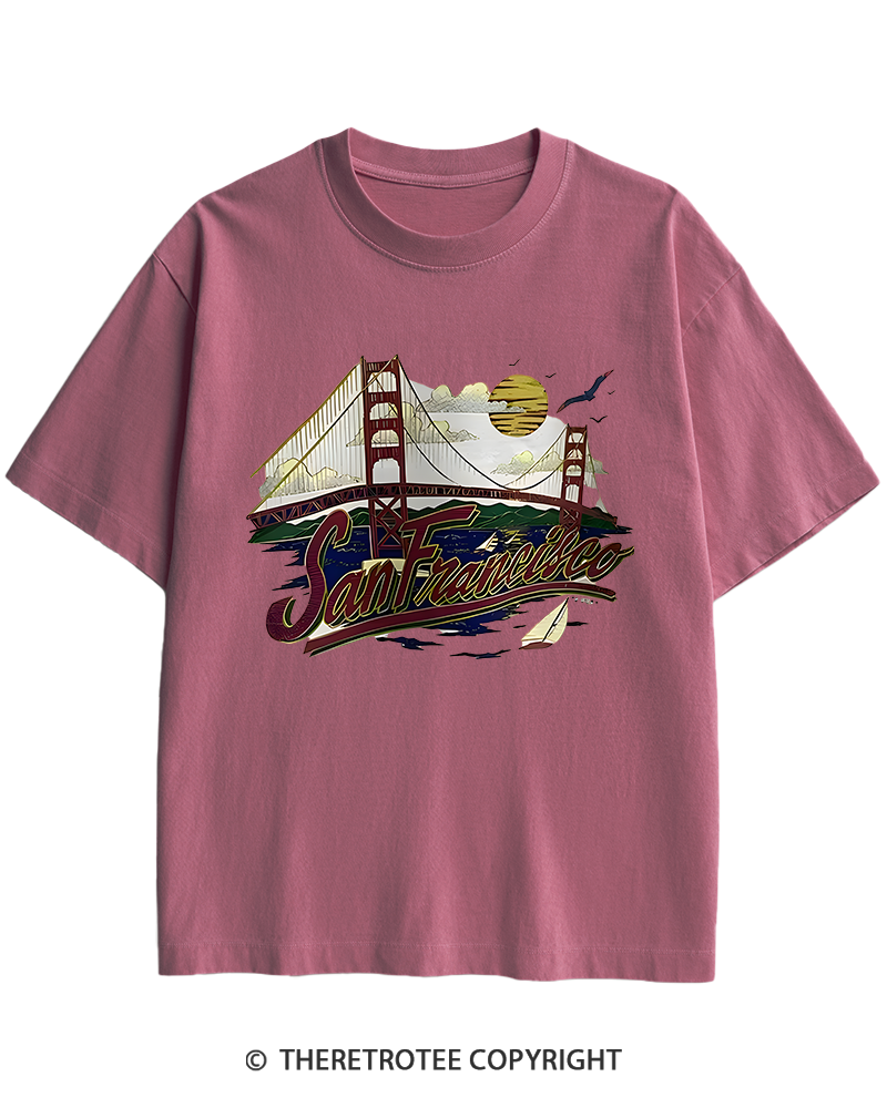 TheRetroTee Golden Gate Bridge 1980s Heavy Cotton T-Shirt