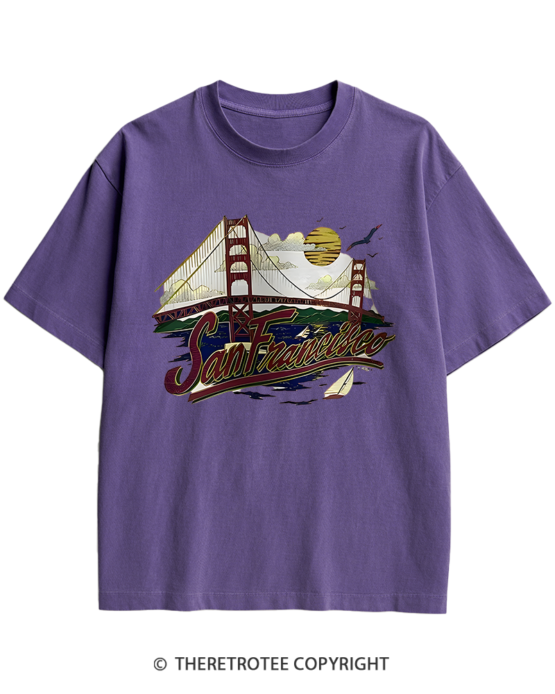 TheRetroTee Golden Gate Bridge 1980s Heavy Cotton T-Shirt