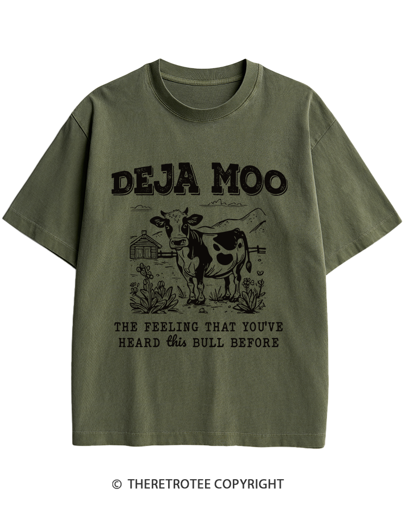 TheRetroTee Deja Moo 2000s Heavy Cotton T-Shirt