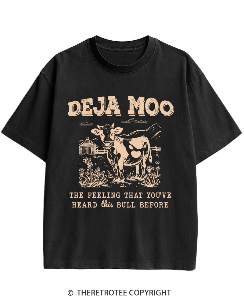 TheRetroTee Deja Moo 2000s Heavy Cotton T-Shirt