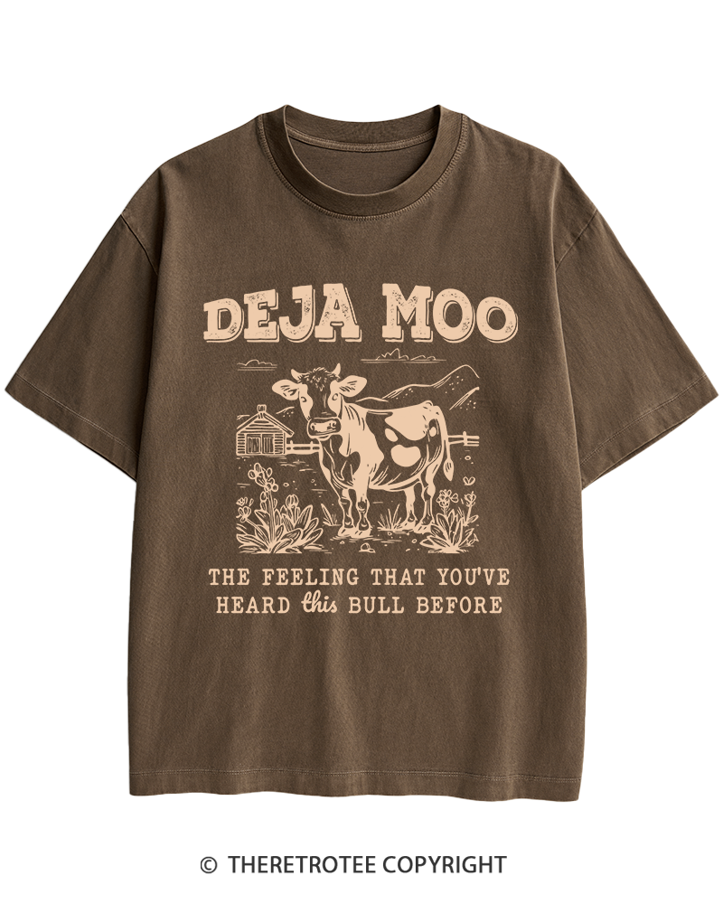 TheRetroTee Deja Moo 2000s Heavy Cotton T-Shirt