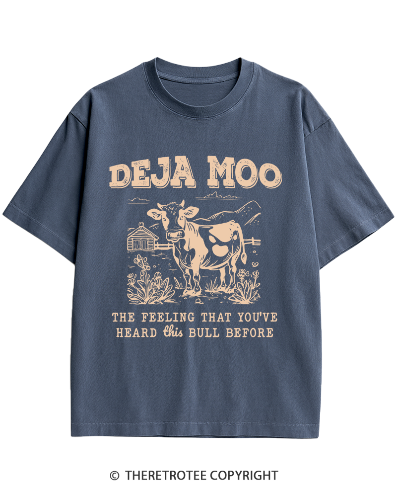 TheRetroTee Deja Moo 2000s Heavy Cotton T-Shirt