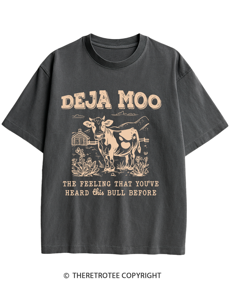 TheRetroTee Deja Moo 2000s Heavy Cotton T-Shirt
