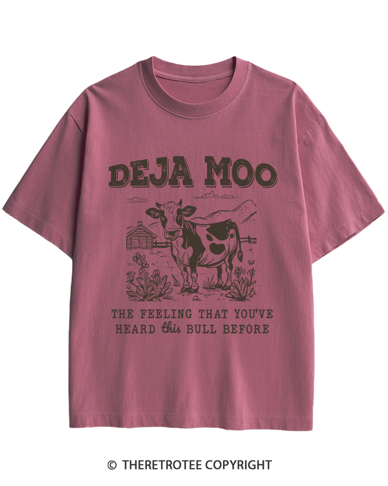 TheRetroTee Deja Moo 2000s Heavy Cotton T-Shirt