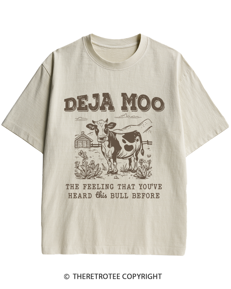 TheRetroTee Deja Moo 2000s Heavy Cotton T-Shirt
