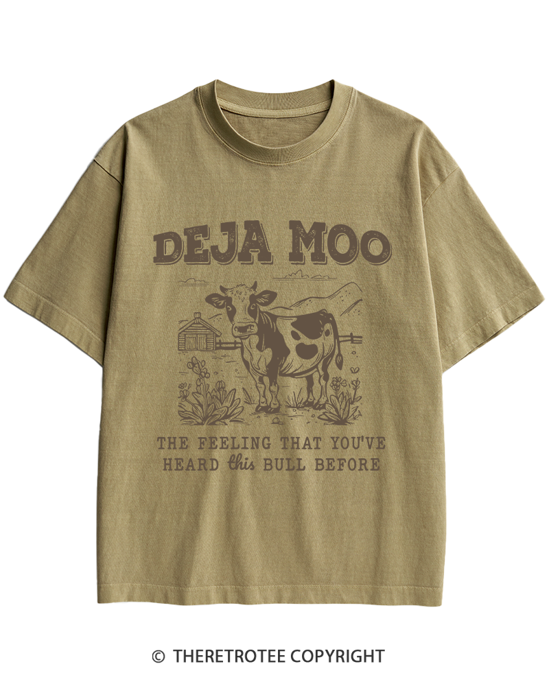 TheRetroTee Deja Moo 2000s Heavy Cotton T-Shirt