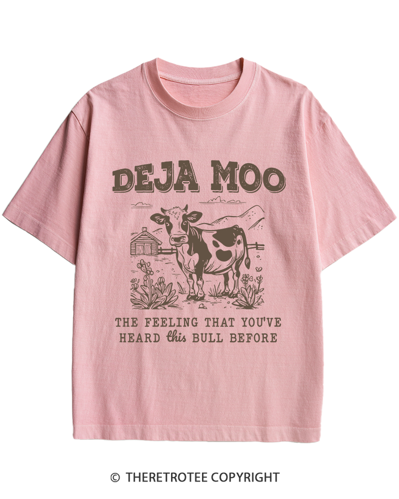 TheRetroTee Deja Moo 2000s Heavy Cotton T-Shirt