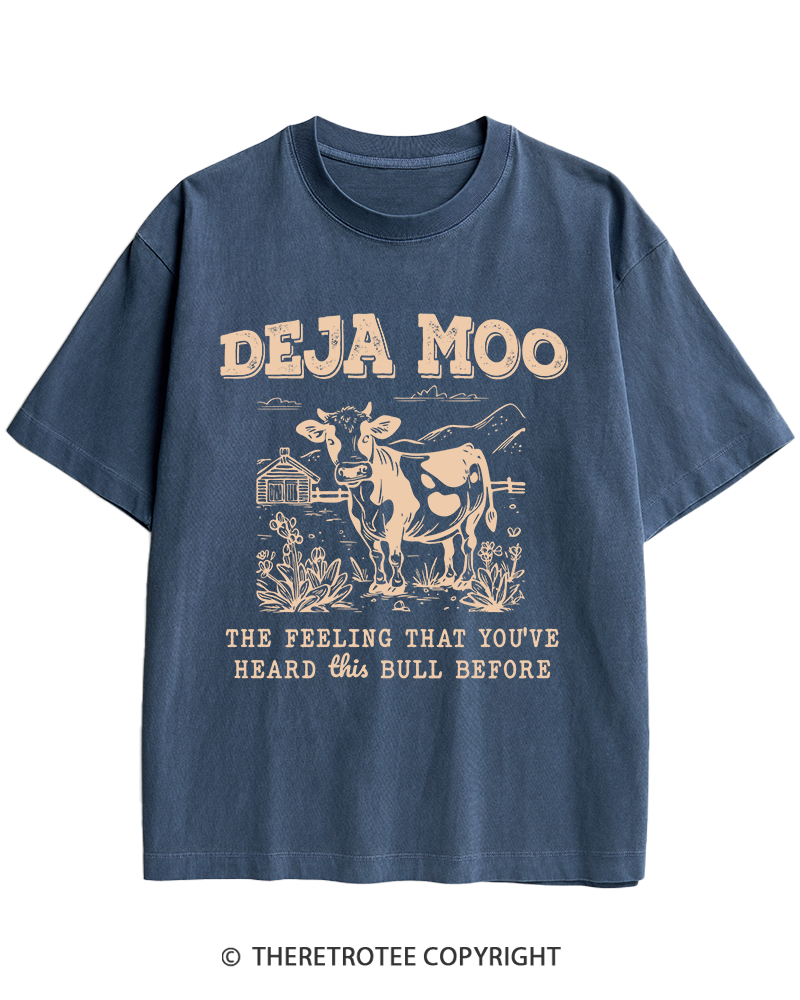 TheRetroTee Deja Moo 2000s Heavy Cotton T-Shirt