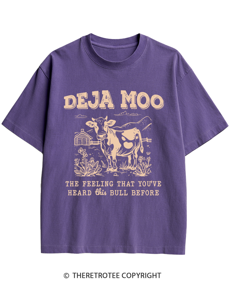 TheRetroTee Deja Moo 2000s Heavy Cotton T-Shirt