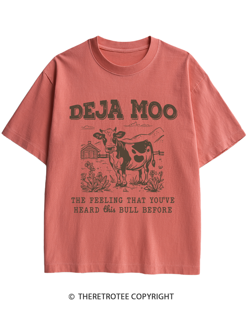 TheRetroTee Deja Moo 2000s Heavy Cotton T-Shirt