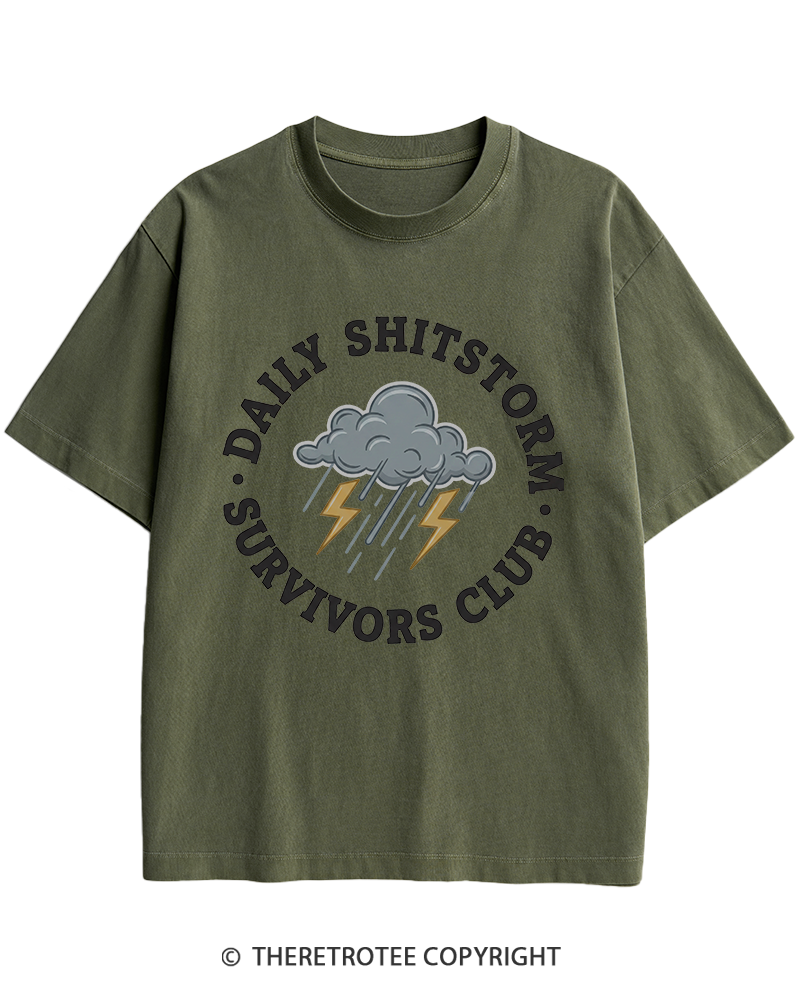 TheRetroTee Daily Shitstorm Survivors Club 1990s Heavy Cotton T-Shirt