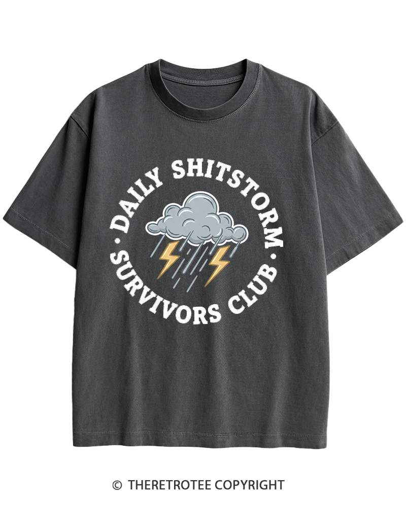 TheRetroTee Daily Shitstorm Survivors Club 1990s Heavy Cotton T-Shirt
