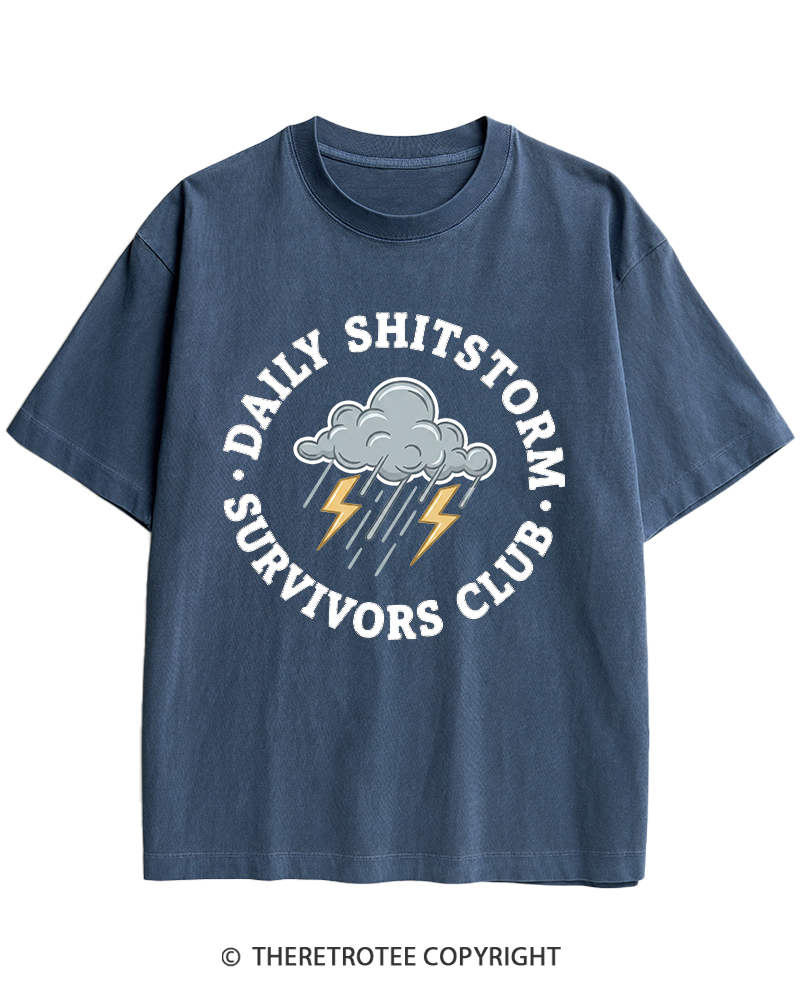 TheRetroTee Daily Shitstorm Survivors Club 1990s Heavy Cotton T-Shirt