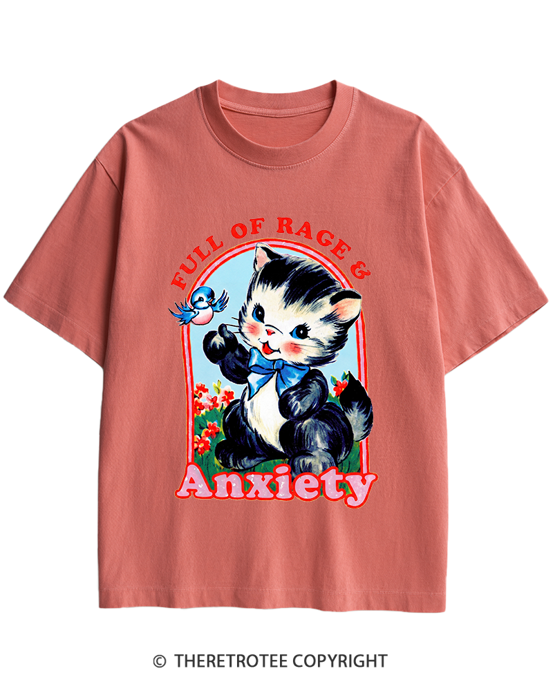 TheRetroTee Rage & Anxiety Humor 1970s Heavy Cotton T-Shirt