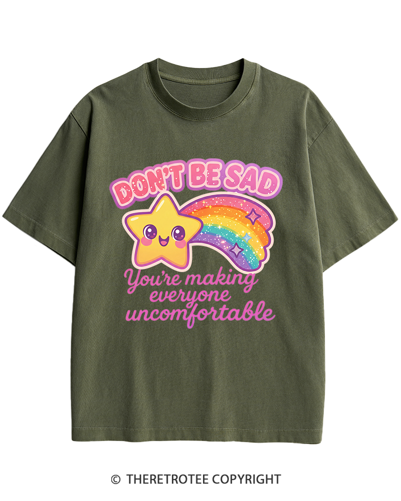 TheRetroTee Sarcastic Rainbow Star 1970s Heavy Cotton T-Shirt