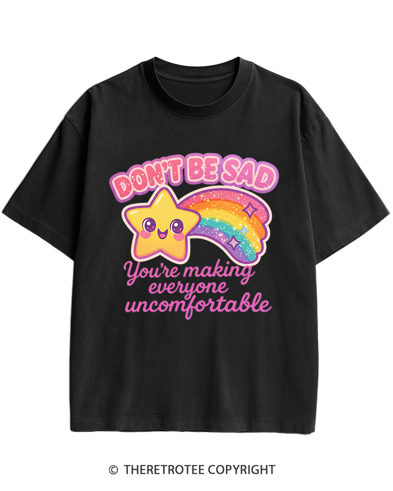 TheRetroTee Sarcastic Rainbow Star 1970s Heavy Cotton T-Shirt