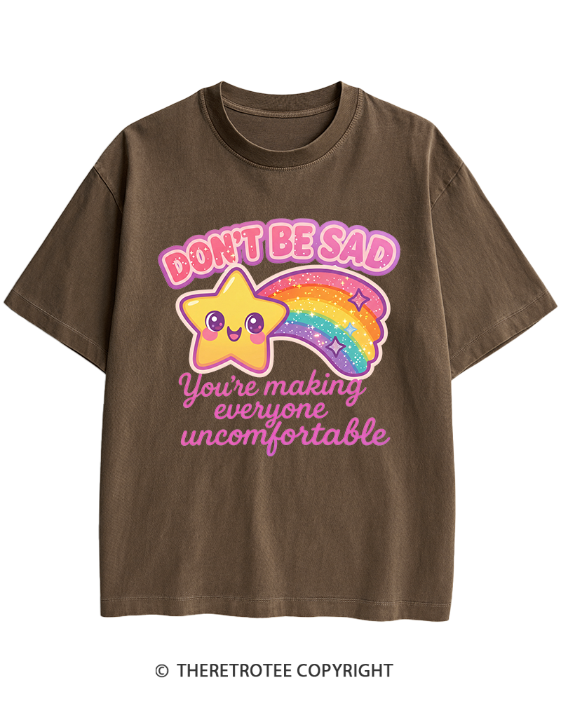 TheRetroTee Sarcastic Rainbow Star 1970s Heavy Cotton T-Shirt