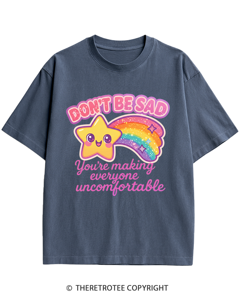 TheRetroTee Sarcastic Rainbow Star 1970s Heavy Cotton T-Shirt