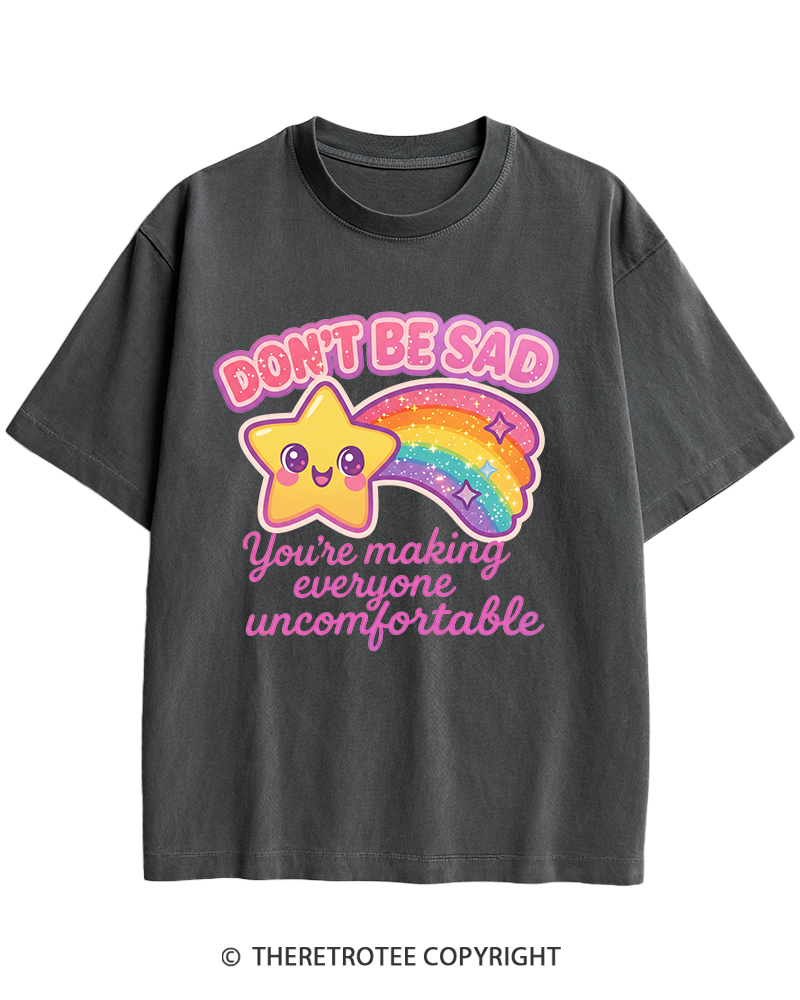 TheRetroTee Sarcastic Rainbow Star 1970s Heavy Cotton T-Shirt