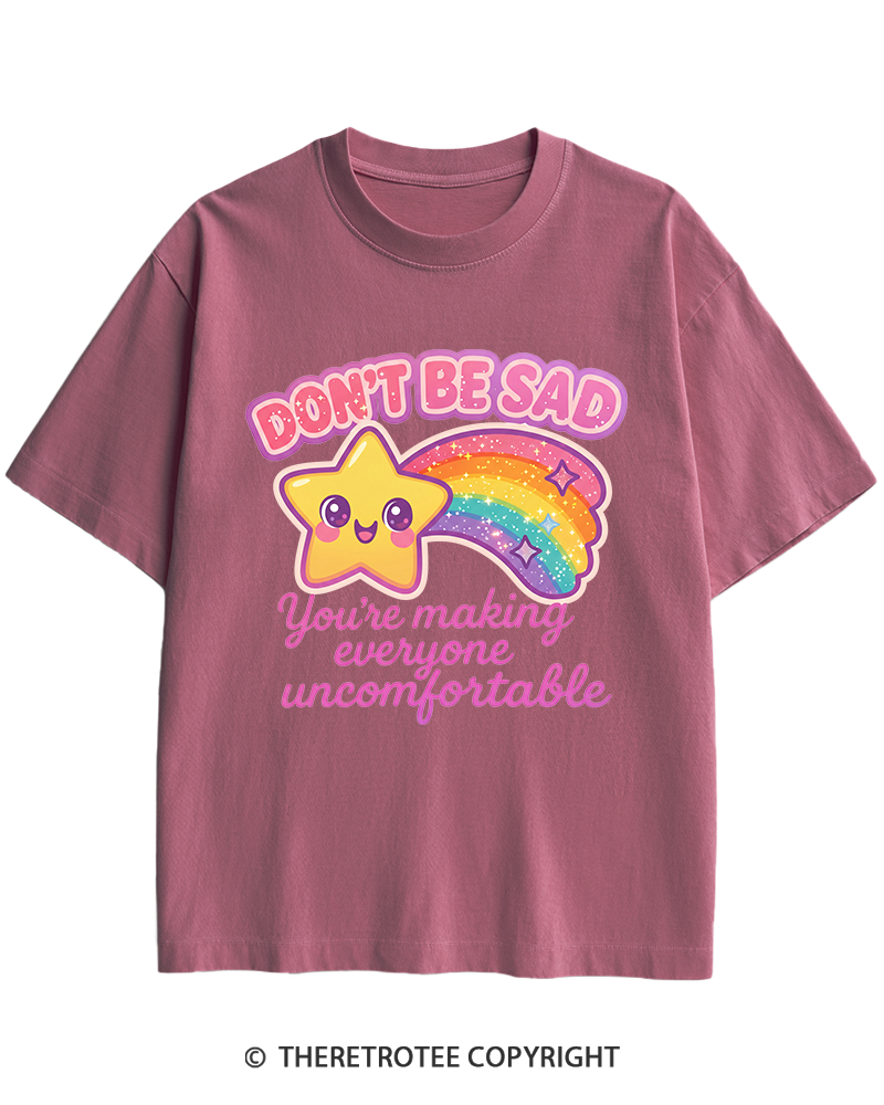 TheRetroTee Sarcastic Rainbow Star 1970s Heavy Cotton T-Shirt
